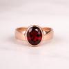 Red Garnet Copper Ring – Minimalist Bezel Set Statement Ring, Handmade Bohemian Jewelry