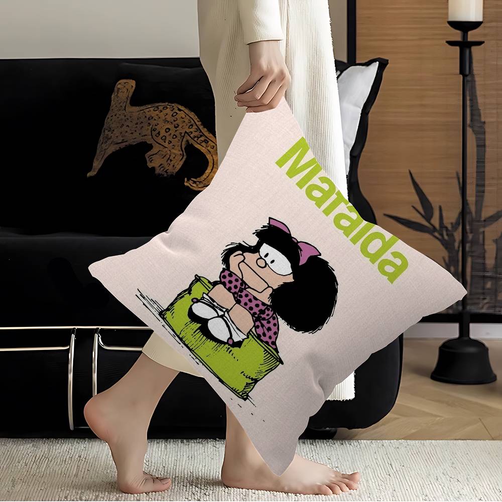 

Cartoon MMafalda Pillow Cushion Cover Pillowcase Living Room Sofa Home Decor Customized 30x30 cm