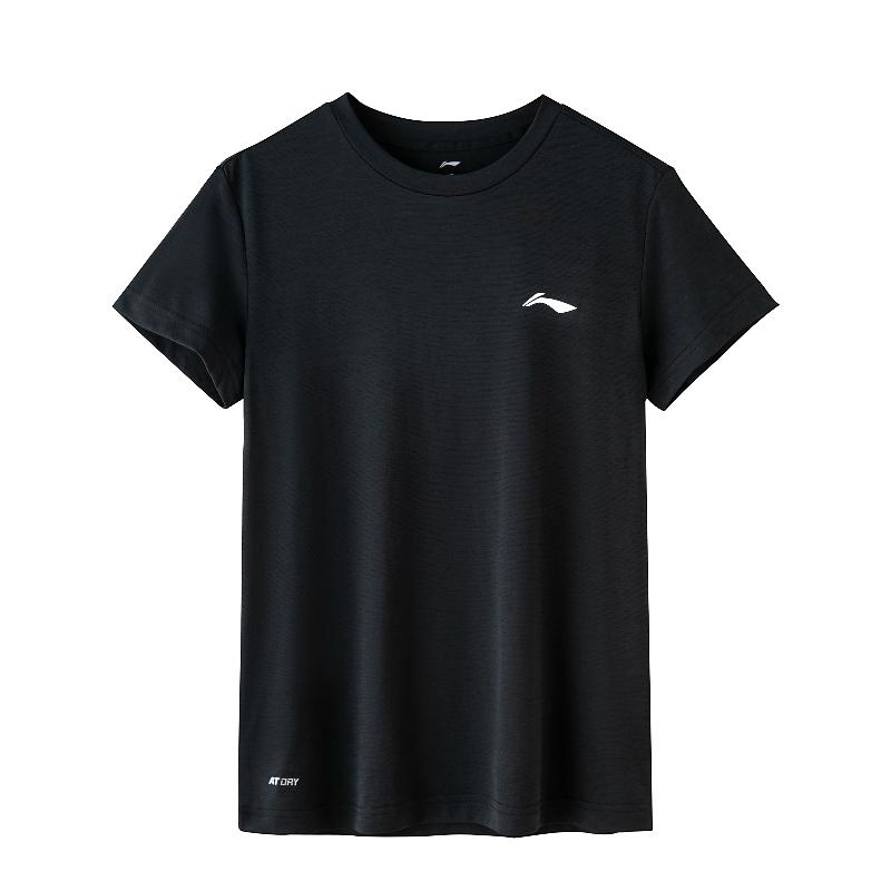 Li-Ning Solid Color Logo Round Neck Quick Dry Lightweight Breathable Short Sleeve T-Shirt And Cuffed Casual Sports Set Men sets ATST641-1+AYKT551-1