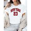 European Sizes NEW YORK 23 Graphic T-Shirt Casual Crew Neck Tee, Short Sleeve, Regular Fit Knit Fabric Top with Rib-Knit Detail for All Seasons