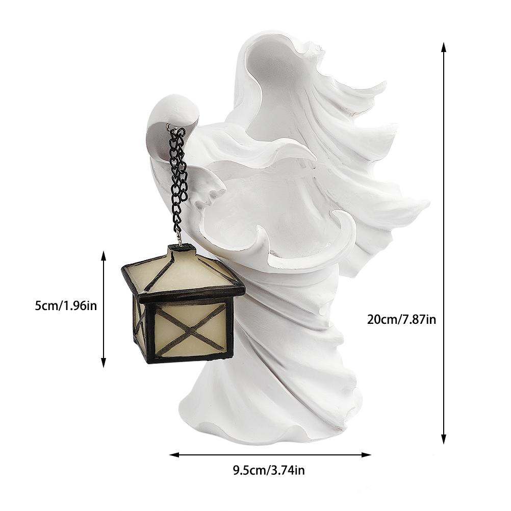 Halloween Geisterstatue mit Laterne, Harz-Geisterstatue für Halloween-Party-Dekoration