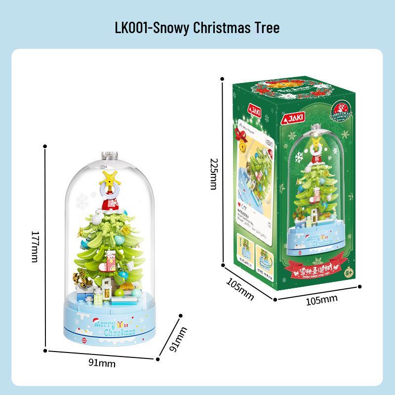 JAKI Jiaqi Christmas Tree Music Box Building Blocks DIY Toy Ornament for Girls