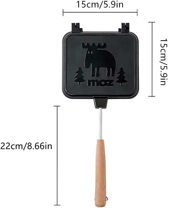 Sandwich machine, double-sided non stick Panini frying pan, with a hand stove, aluminum flip baking tray, breakfast waffles.