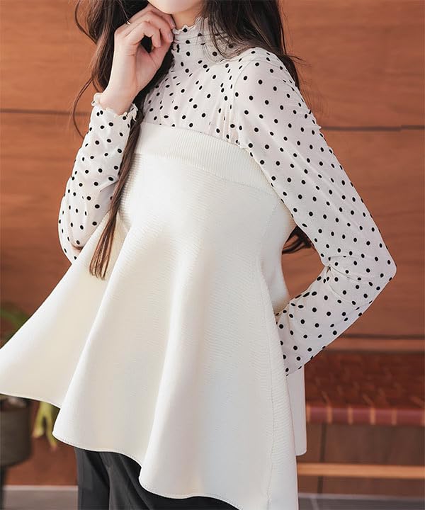 Kobe Lettuce Peplum Strapless Layered Top for Summer and Spring Size Ivory Women's Off-the-Shoulder [C7376] M,