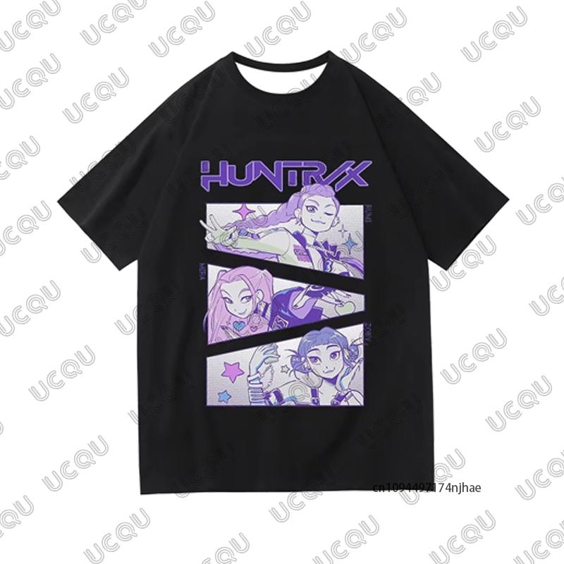 

2025 Новый K-Pop Охотники на демонов Принт Huntrix Мужской спортивный костюм Футболка+Пижамные брюки Комплект Повседневный костюм для пар Модные комплекты из 2 предметов S