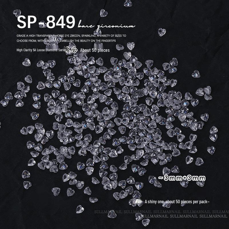 Nail Art Jewelry: Transparent Zircon Diamonds In Various Shapes (50 Pcs)