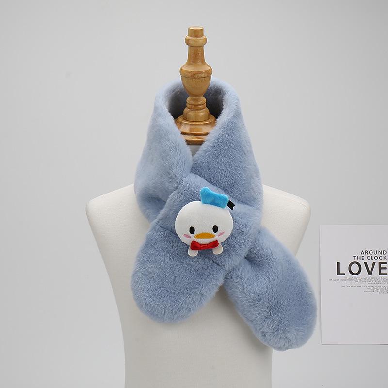 2025 Cartoon Cute Faux Rabbit Fur Children's Plush Scarf - Winter Thickened Neck Warmer for Boys and Girls.