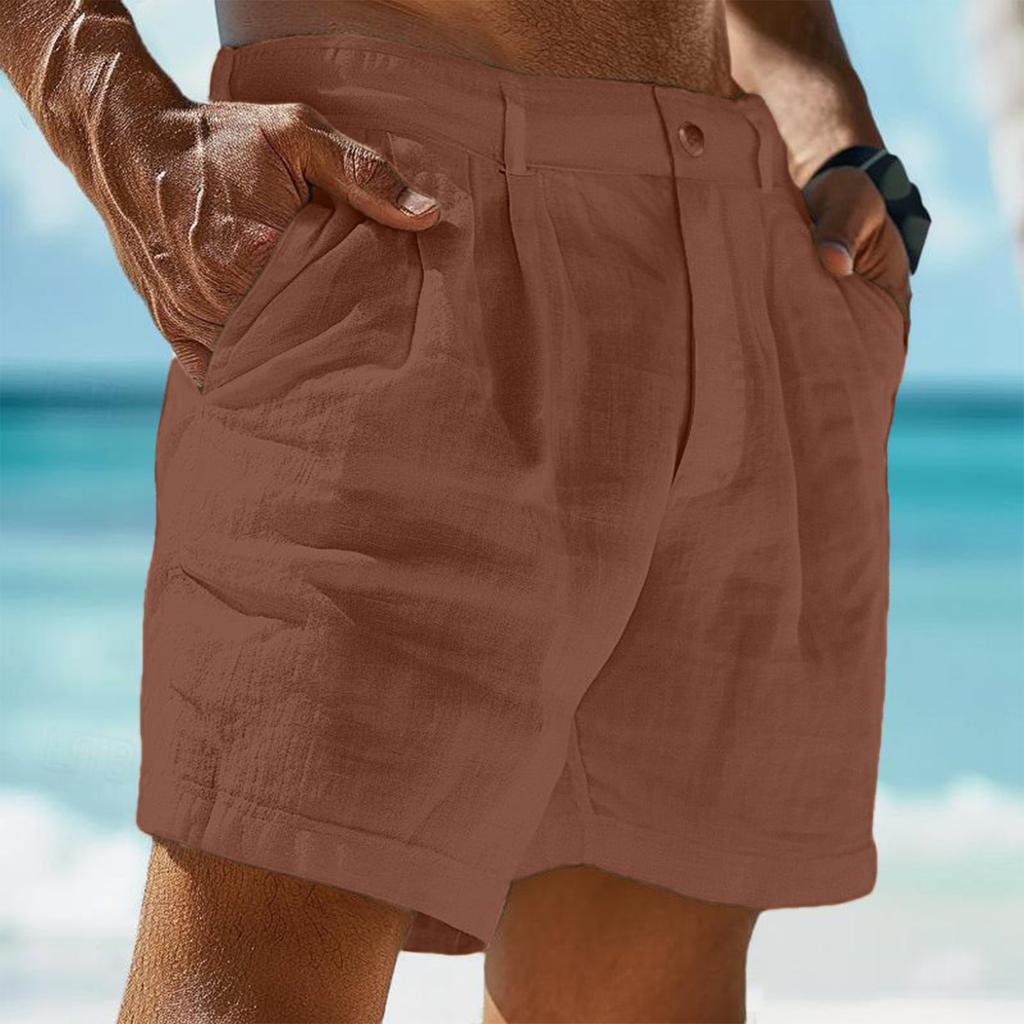 Men's Casual Shorts With Comfortable Lightweight Button Pockets And Monochrome Beach Shorts