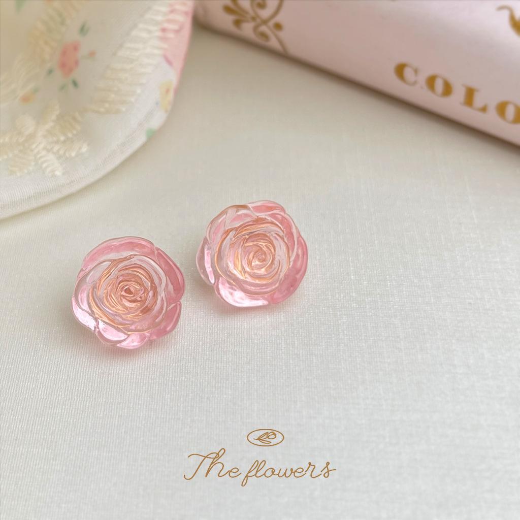 Свежие и сладкие розовые серьги-гвоздики с эмалью в виде цветка тюльпана, менее сердце, элегантные, с глазурью капельного типа, новые серьги