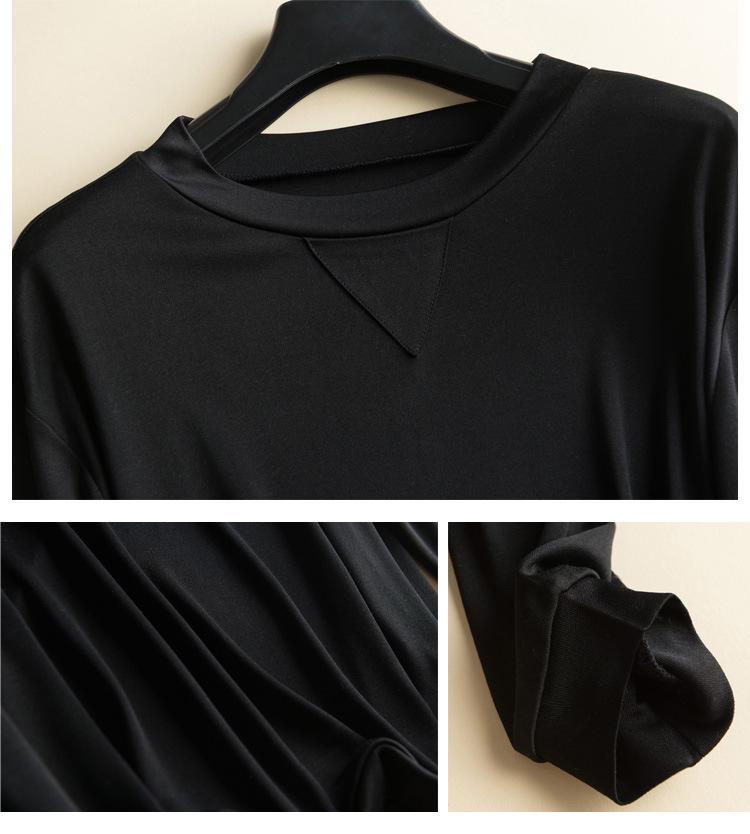 New Women's Silk Long-Sleeve Round Neck T-Shirt - Loose Fit Korean Style for Autumn