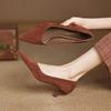 Fashion 2025 New Spring Sheep Suede Women Shoes Pointed Toe Women Pumps Shoes for Women Med Heel Fashion Concise Ladies Shoes Stiletto
