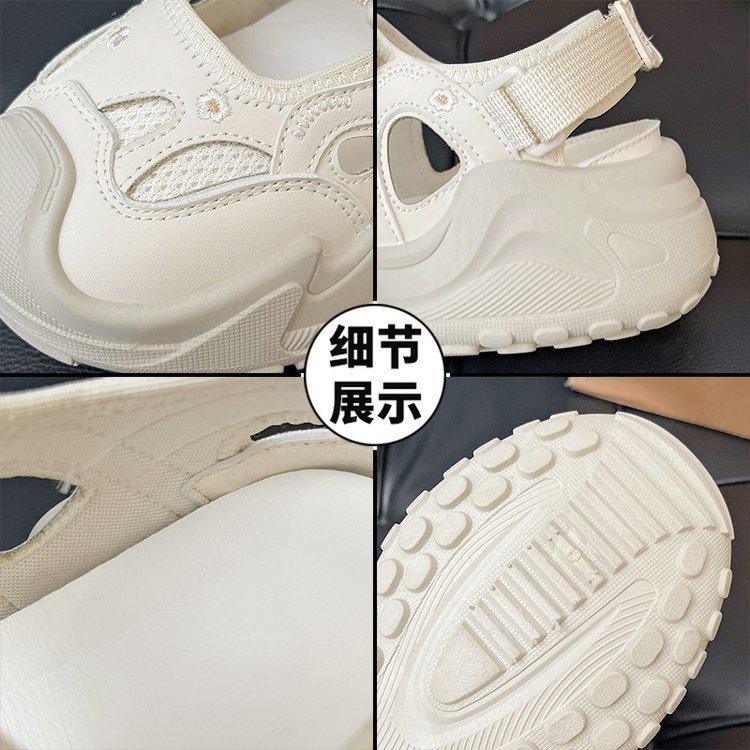 2025 new summer wear fairy sports sandals casual breathable white heightened platform bag head sandals women's