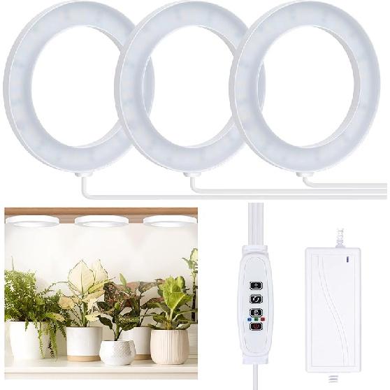 Full Spectrum Grow Light for Indoor Plants, 72 LEDs Halo Plant Light with Auto On/Off Timer (4/8/12H), 10-Level Brightness, 3 Lighting Modes, for