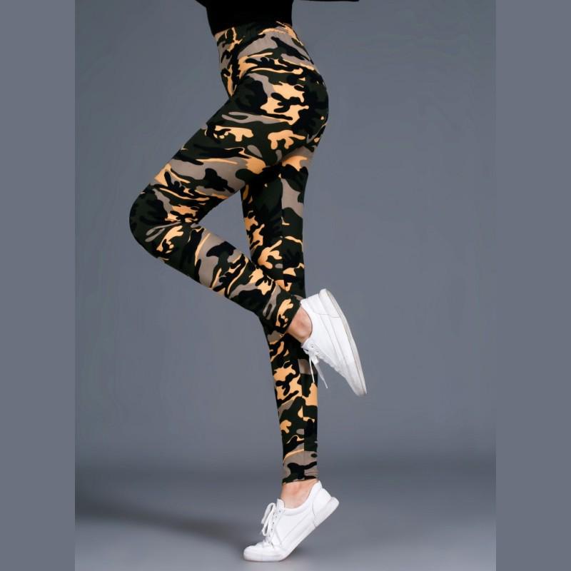 Trendy Women's Plus Size Camouflage Print Brushed Cotton Stretch Skinny Leggings