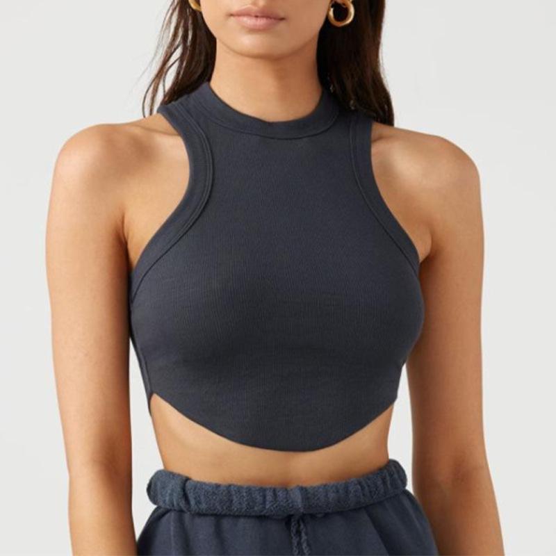 

Женский I-образный быстросохнущий спортивный жилет для йоги с накладками на грудь для фитнеса, танцев и бега Large сине серый