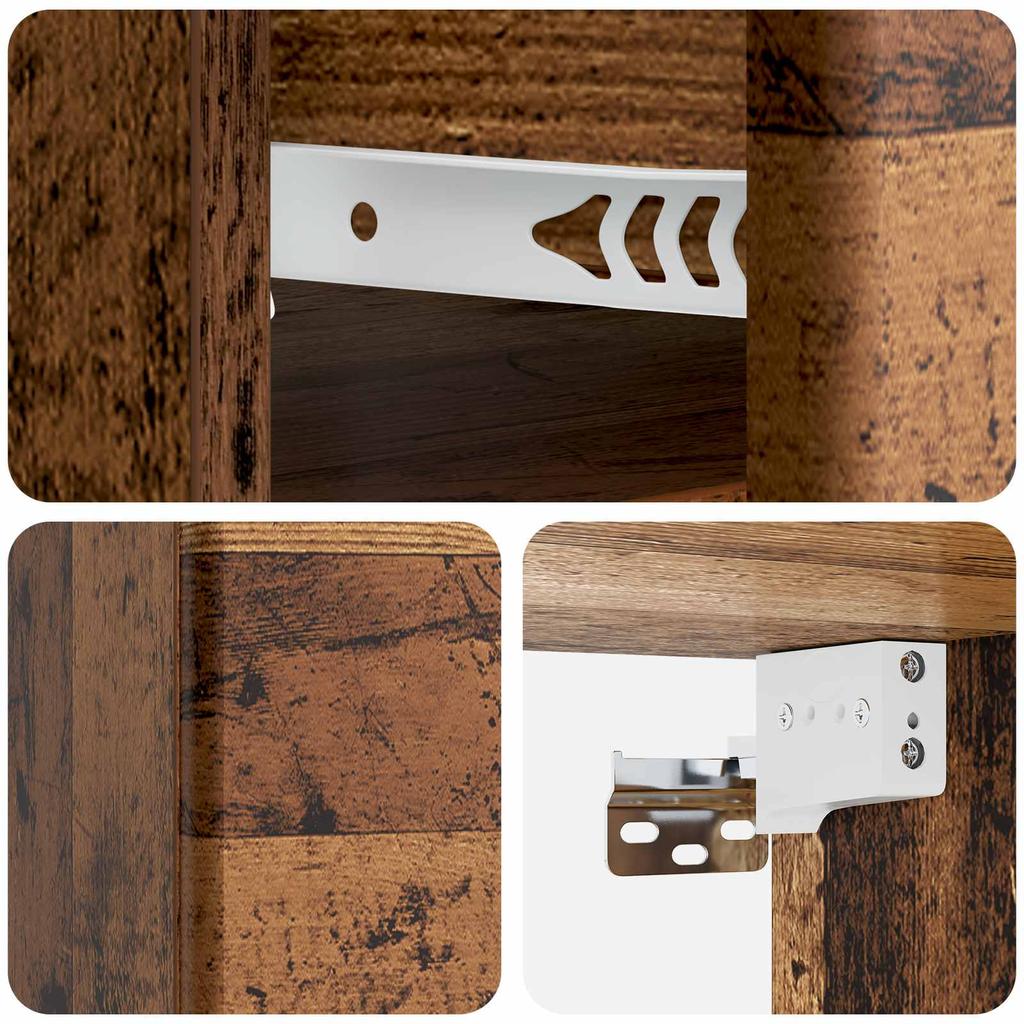 Wall Mounted Nightstand Reclaimed Wood Look 34.5 x 33 x 20 cm