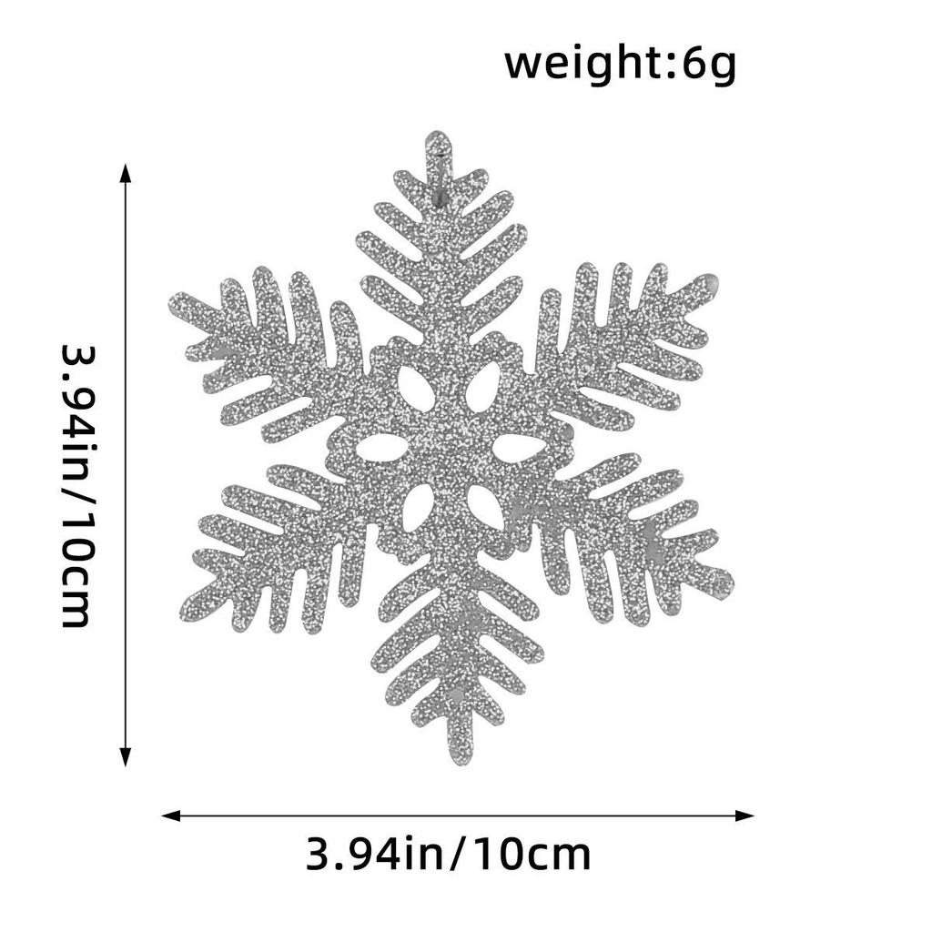 10CM Plastic Snowflake Christmas Tree Decorations - Hollow Powdered Snowflake Pendants
