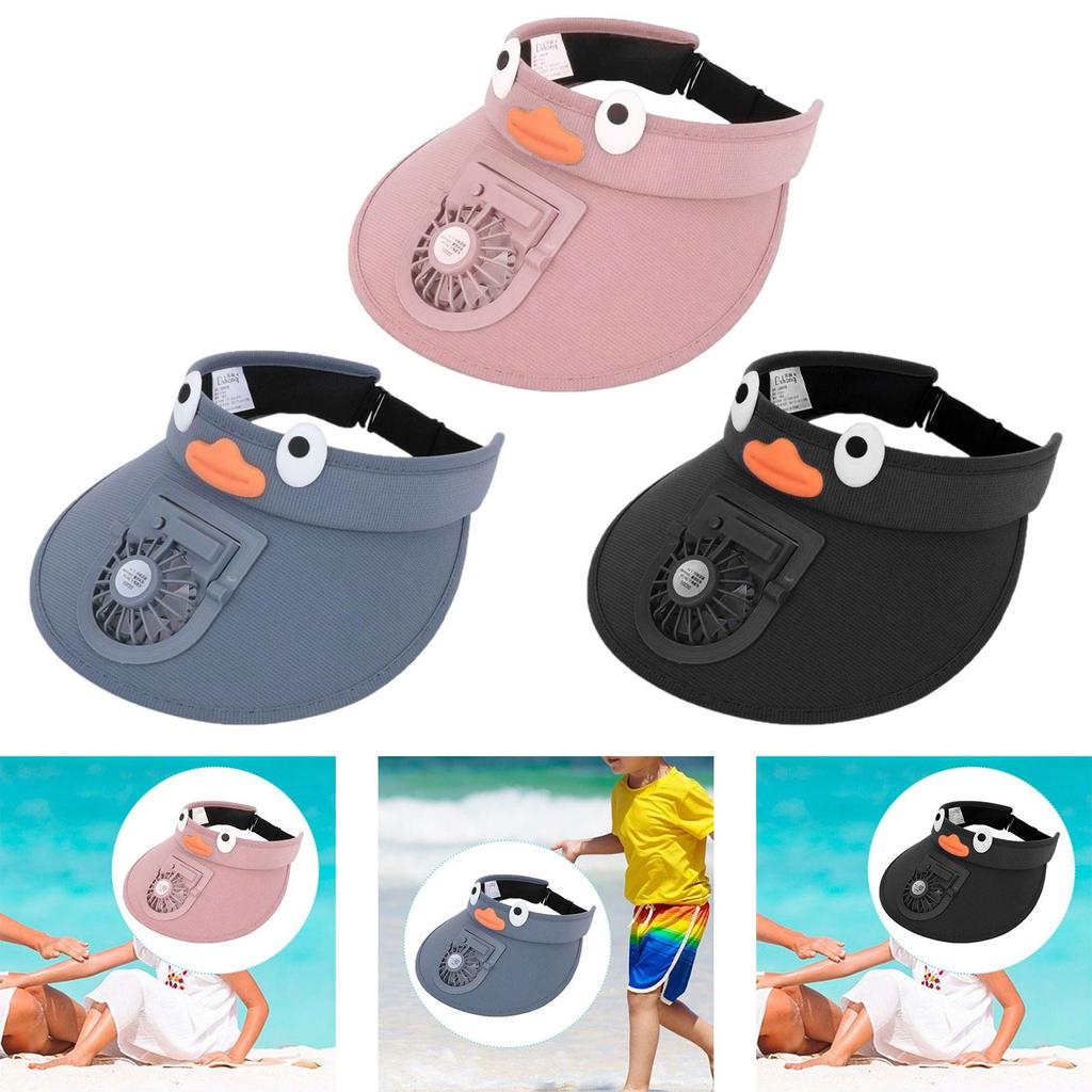 Kids Fan Visor Hat Three Adjustable Winds Fan Cap Adjustable Large Brim Sun Visor Kids Fan Hat for Child Gift Fishing
