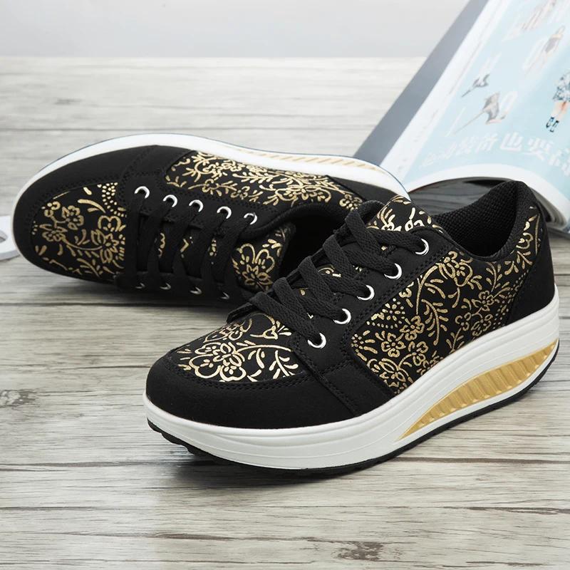 Andningsbara och Halkfria Lätta Damsportskor Svarta Tjocksulade Promenadskor Vår och Sommar Löpning och Fitness