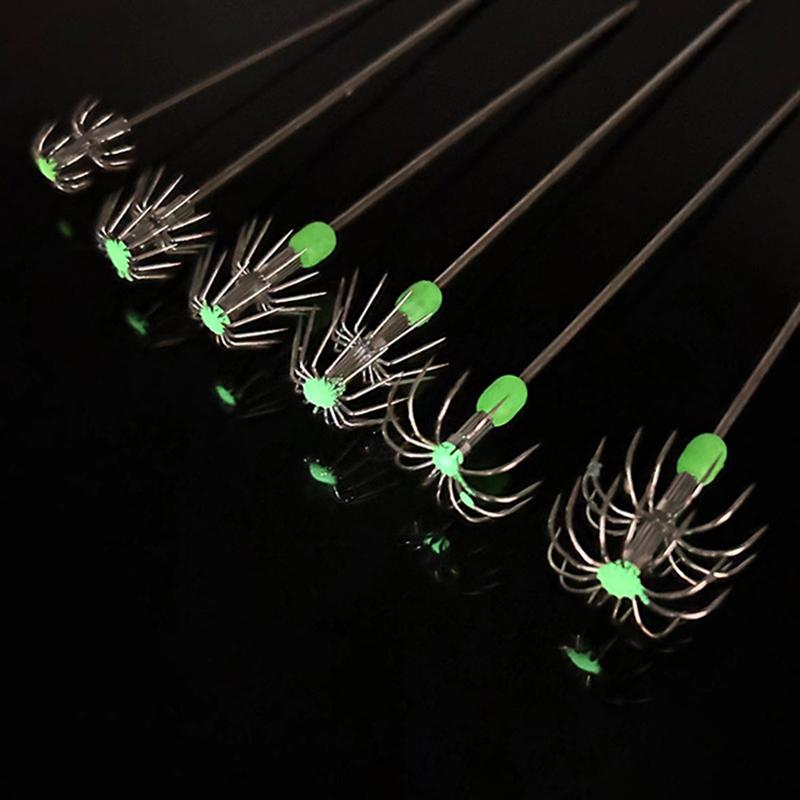 1/8/10/20Pcs/ Box Umbrella Hooks Live Bait Hooks Squid Blow Tubes Octopus Squid Hooks Stainless Steel Fishing Gear Accessories
