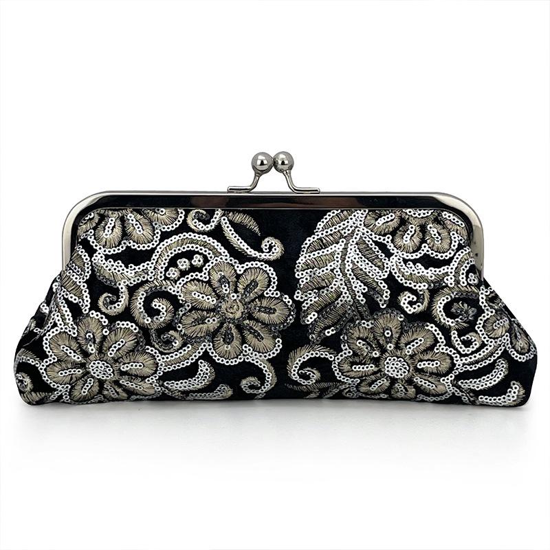 

Velvet Cheongsam Bag Bridal Vintage Dinner Handbag Prom Cocktail Party Evening Clutch Embroidered Chain Purse