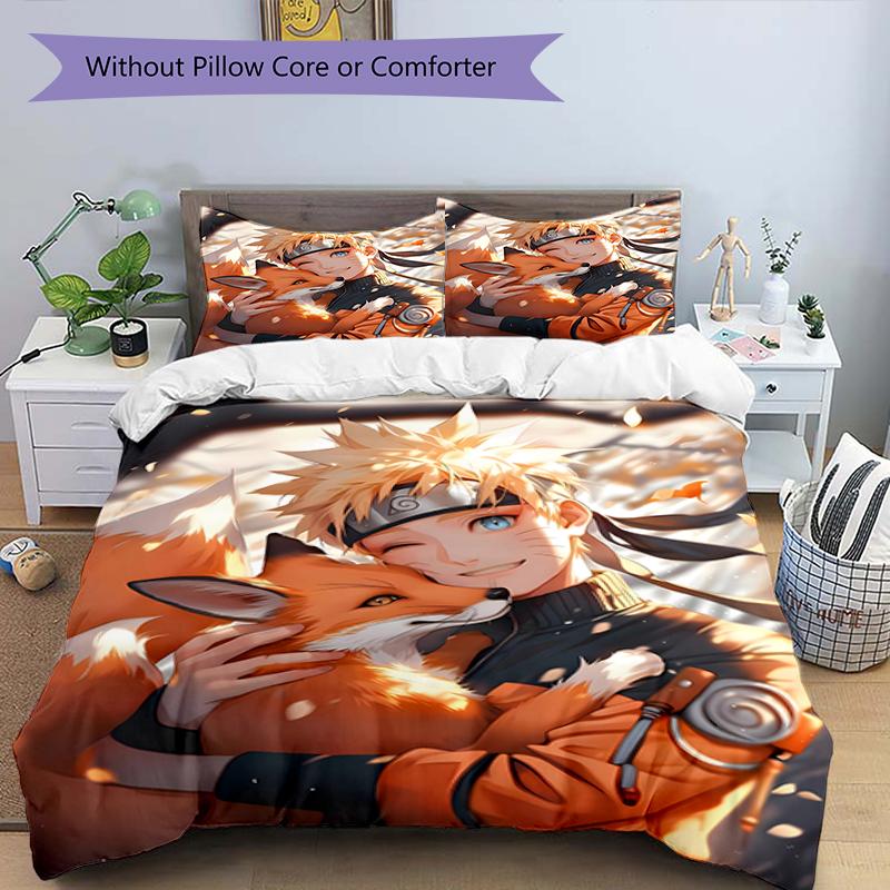 3pcs NARUTO Design Cover Set - HD Printed Bedding with 1 Cover and 2 Pillowcases - Perfect for Home and Dorm Decor