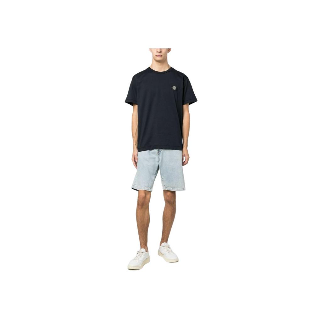 STONE ISLAND Short Sleeve T-Shirt Dark Blue Men Streetwear 101524113-V0020