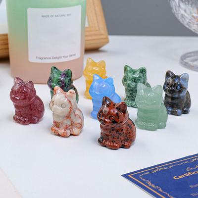 Cat Statue Adorable Mini Size Appearance Rich Color Lucky Cat Figurine Desktop Ornament