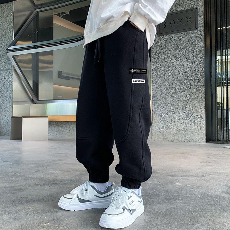 Velvet-Lined Boys' Winter Sweatpants - New Style for Kids