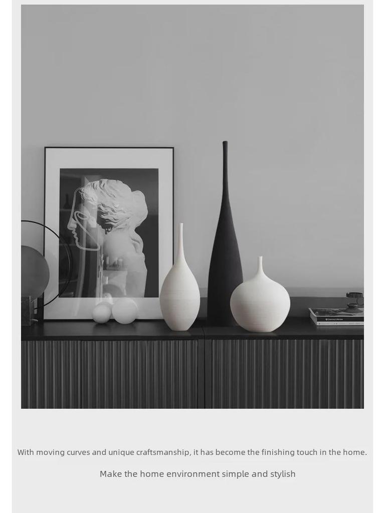 Bei Hanmei Long-Neck Ceramic Vase - Hand-Brushed Decor for Home Furnishing