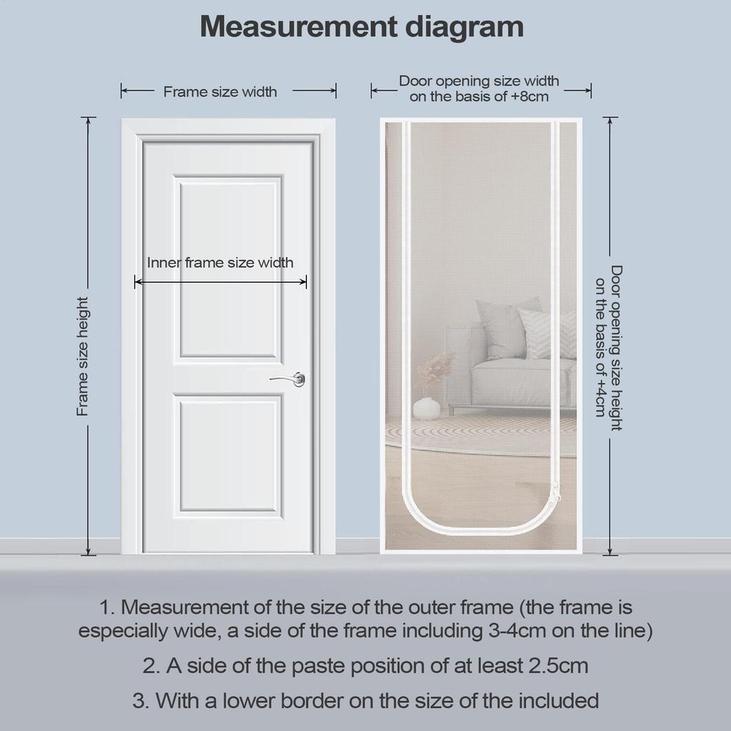 Reinforced Mesh Screen Zipper Closure Keep Pet Cat In&Out Door Curtain Anti-mosquito for Living Room Bedroom Kitchen
