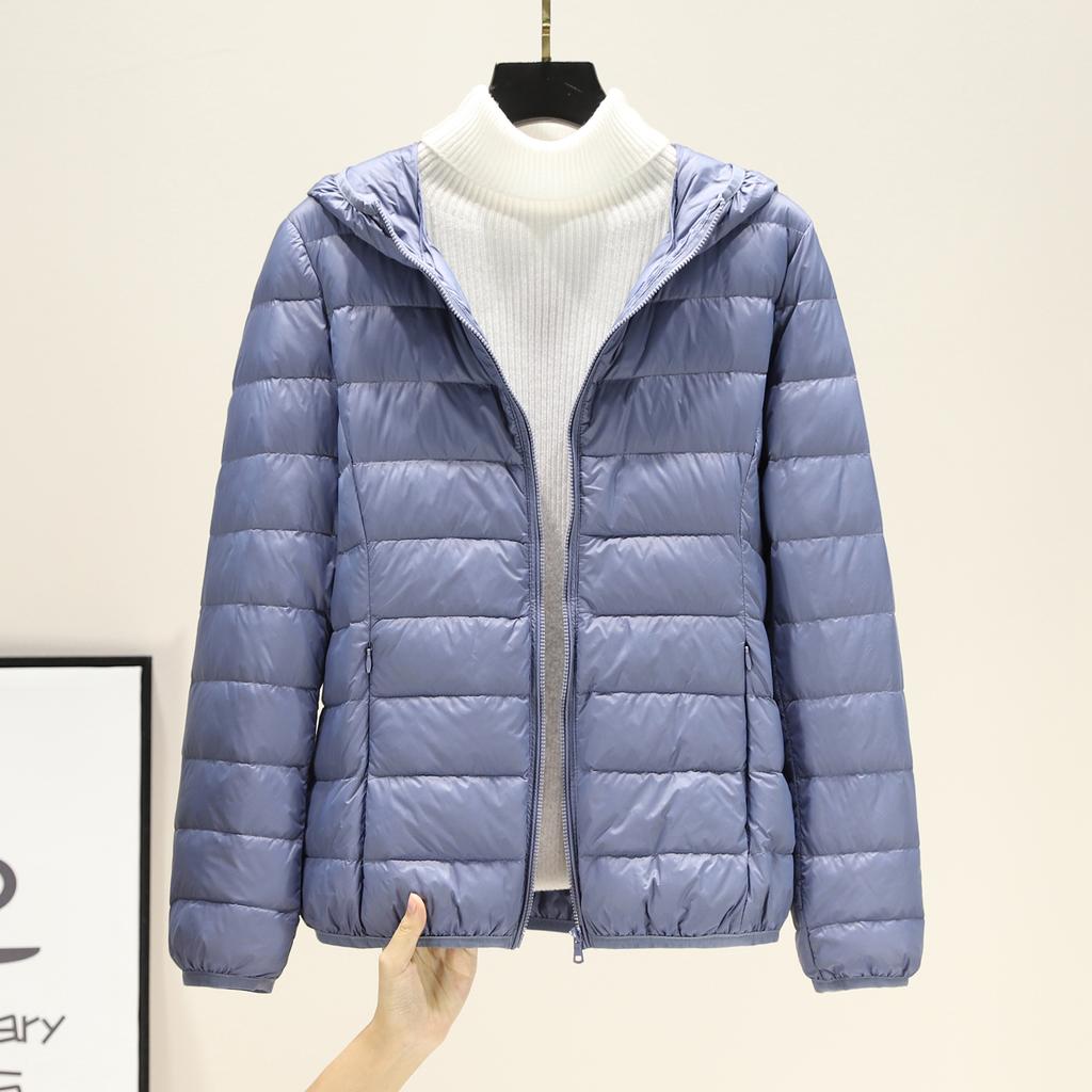 High-end light and thin down jacket women's new light and short white duck down fashionable winter hooded jacket
