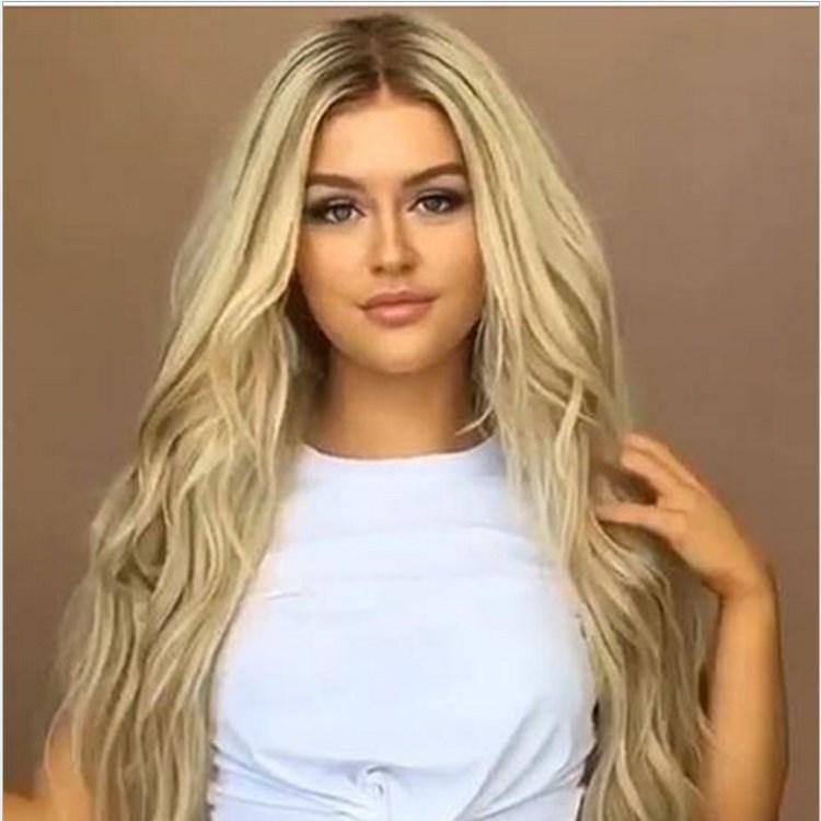 Peruci sintetice lungi ondulate pentru femei naturale cu rădăcini întunecate Ombre blond maro păr rezistent la căldură pentru femei cosplay de petrecere zilnică