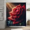 Vibrant Red Rose Shower Curtain - Dew-Drenched Floral Design For A Waterproof And Unique Bathroom Dcor Set