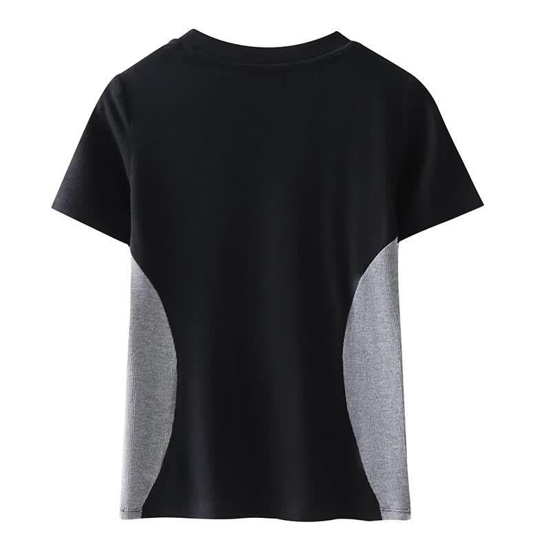 Mark Fairwhale Women's Patchwork V-Neck Slim Fit T-Shirt