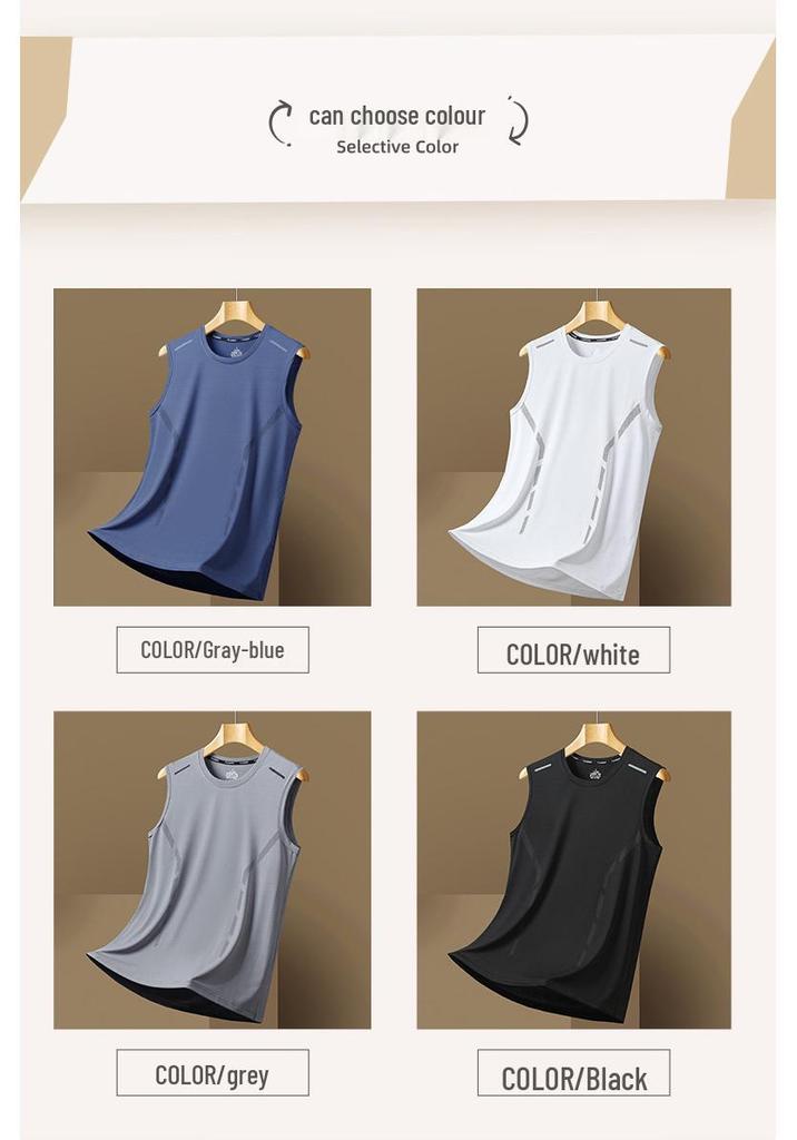 Men's Quick-Dry Sleeveless Sports Vest & Loose Fit T-Shirt Set - Plus Size, Ice Silk, Perfect for Summer Running & Fitness.