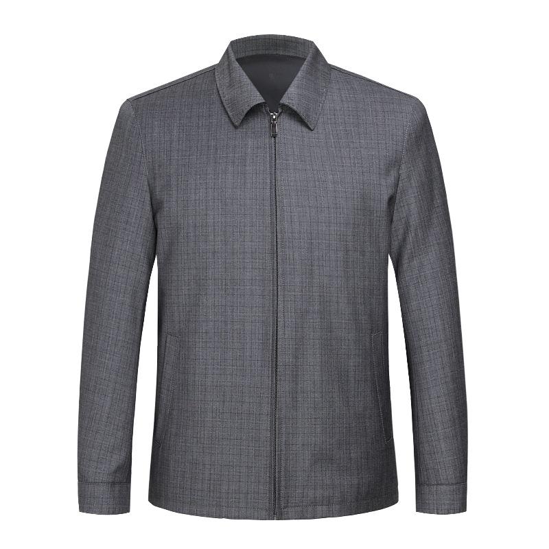 Men's Wool Lapel Jacket - Spring/Autumn Business Casual, Middle-Aged Loose Fit, Iron-Free Overcoat