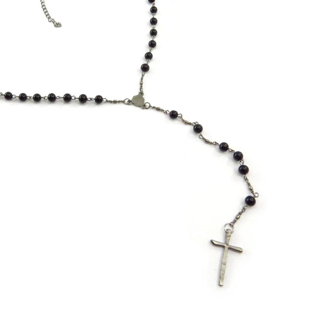 Les Trésors De Lily [J6283] - Designer Necklace 'Mystical Cross' Black Aged Metal