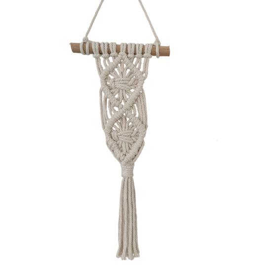 Boho geflochtenes Wandbehang, Geometrischer Wandbehang, Geknüpfter Baumwollseil Wandbehang mit Quasten für Zuhause Schlafzimmer Kinderzimmer Eingangsbereich Wandkunst