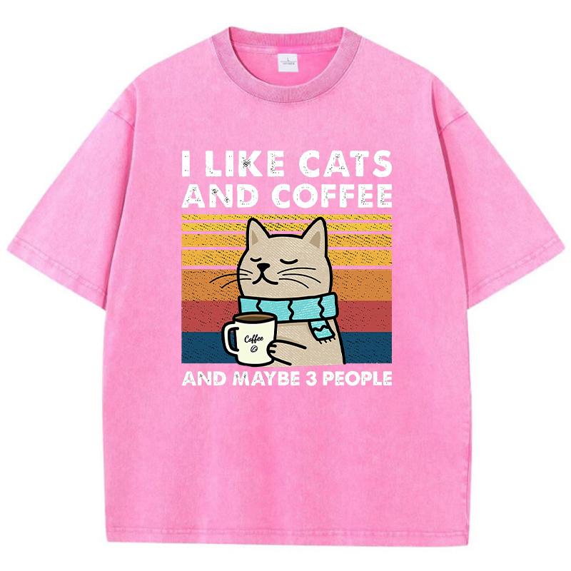I Like Cats And Coffee Printing Women Wash Clothes Casual Fashion Tshirts Soft Breathable Tee Tops Cool Summer T Shirts FeUnisex
