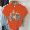 Colorful Anatomical Heart Lungs Tshirt Women Plant Floral Graphic Anatomy Tshirt Top Funny Cardiac Nurse Gift Summer Shirt 2024