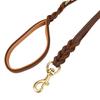 Double Handle Leather Dog Leash Genuine Cowhide Brass Hook Dog Rope  German Shepherd