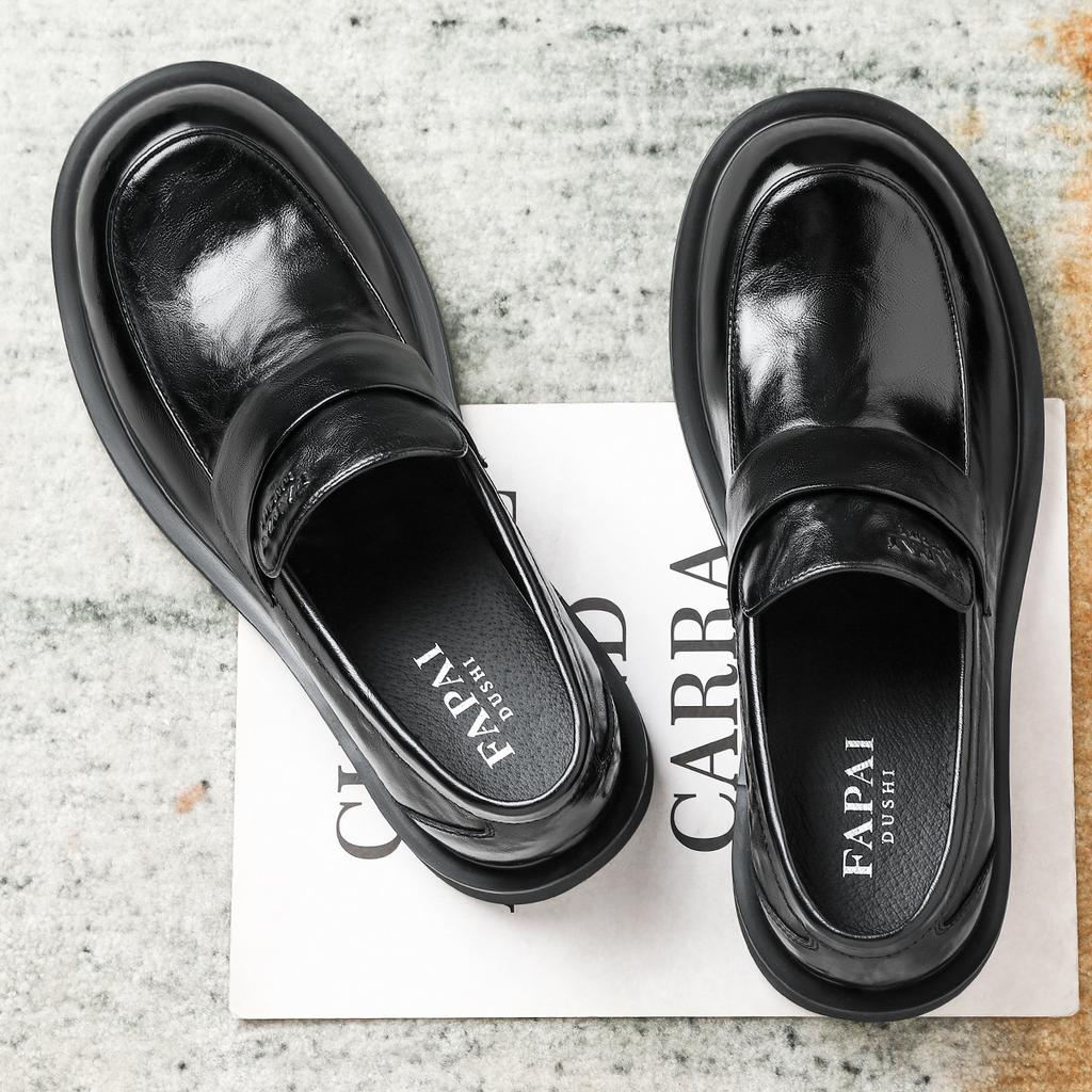 Erste Schicht Rindsleder Britischer Stil Mode Business Casual Schuhe Ein Pedal Freizeitschuhe Herren Slipper Bequem