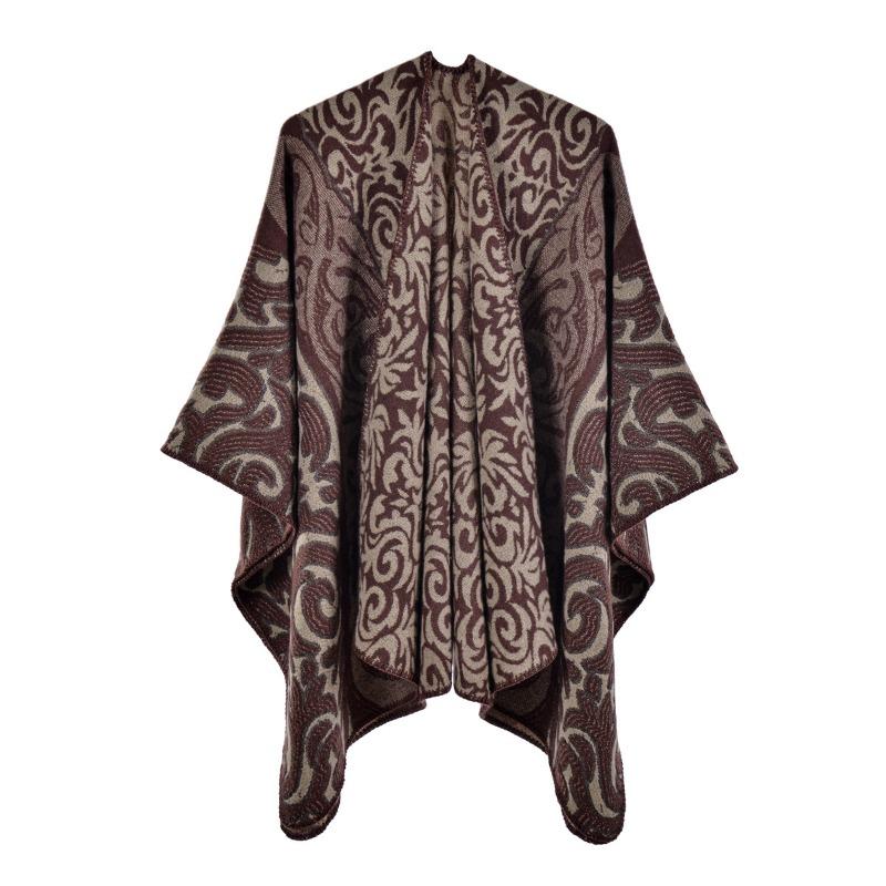 Neuer Damen-Schal-Umhang Retro Flamme Glückswolke Jacquard Warmer geteilter Schal