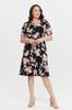 Women's Big Size Dress Floral Patterned Viscose Basic Short Sleeve Dress