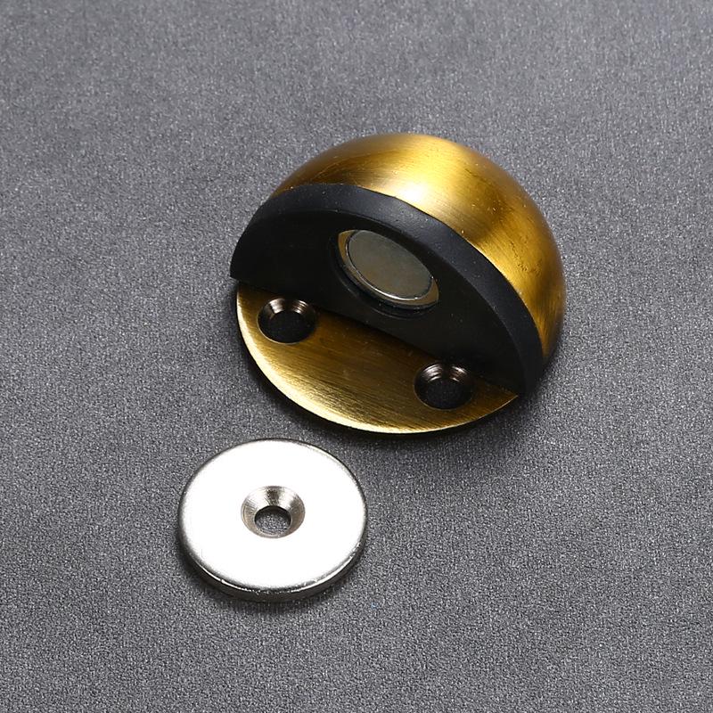 No-Drill Stainless Steel and Wood Magnetic Door Stopper Anti-Collision Floor Mount