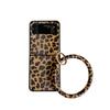 Applicable to Samsung ZFlip4 leopard print mobile phone case zflip5 portable ring zflip6 folding hard case protective case