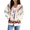 Damen Stilvolles Lässiges Langarm Reißverschluss Kapuzenpullover mit Halloween-Print
