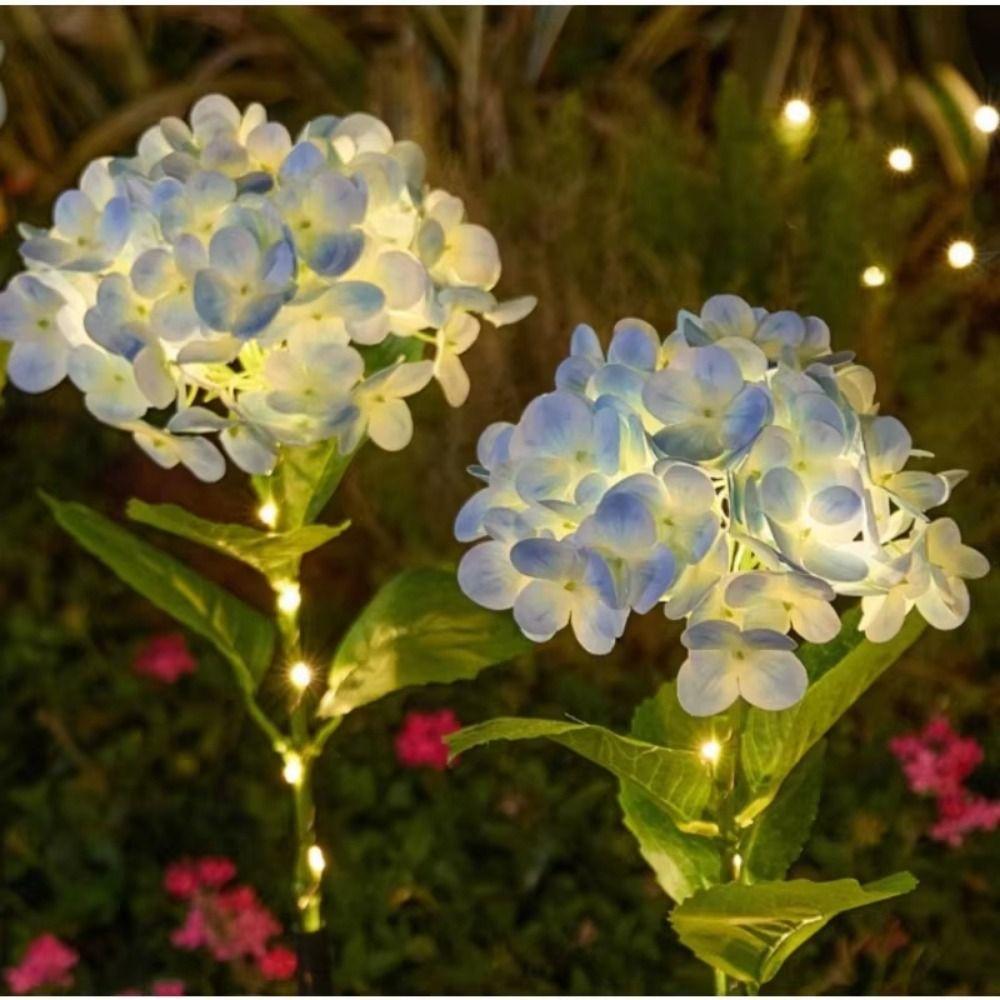 Realistic Solar Embroidered Flower Lamp Outdoor Hydrangea Light Backyard Landscape
