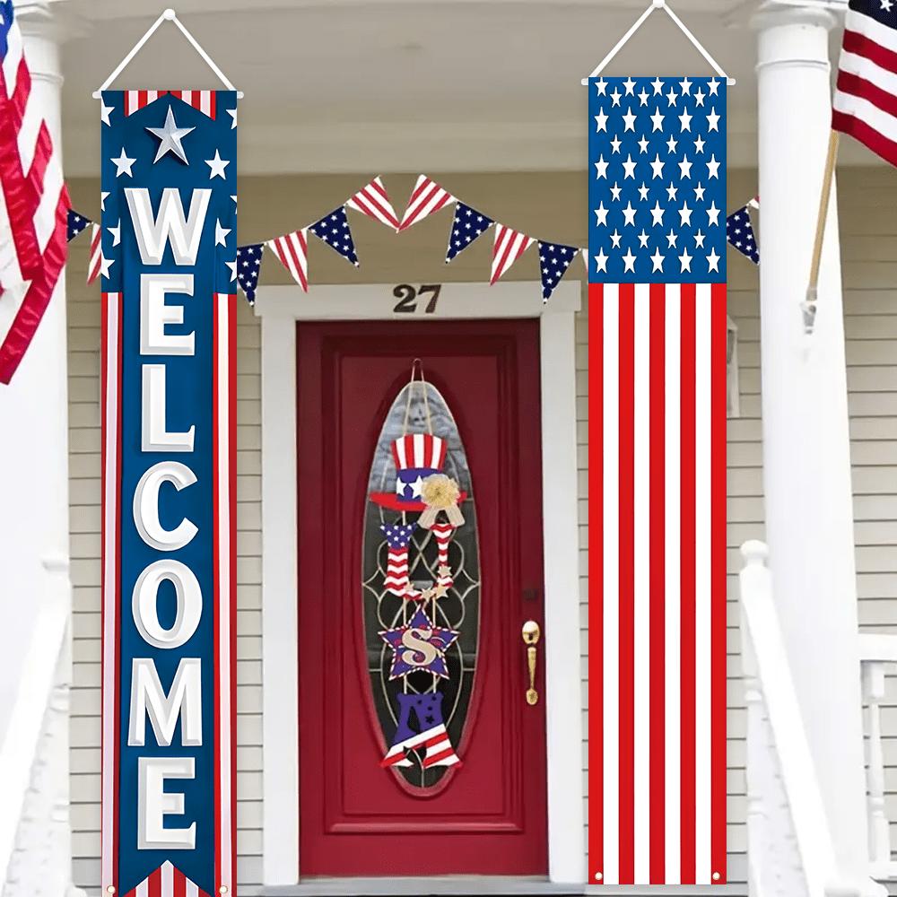 1 Pair Flag Couplet for Independence Day Porch Decoration Polyester Door Banner Anniversary Indoor Outdoor Party Decoration